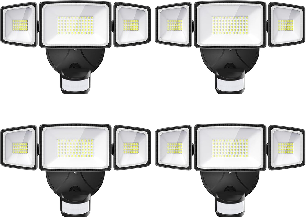 4 Pack 65W LED Motion Sensor Outdoor Lights, 6500LM 6500K IP65 Waterproof Securi
