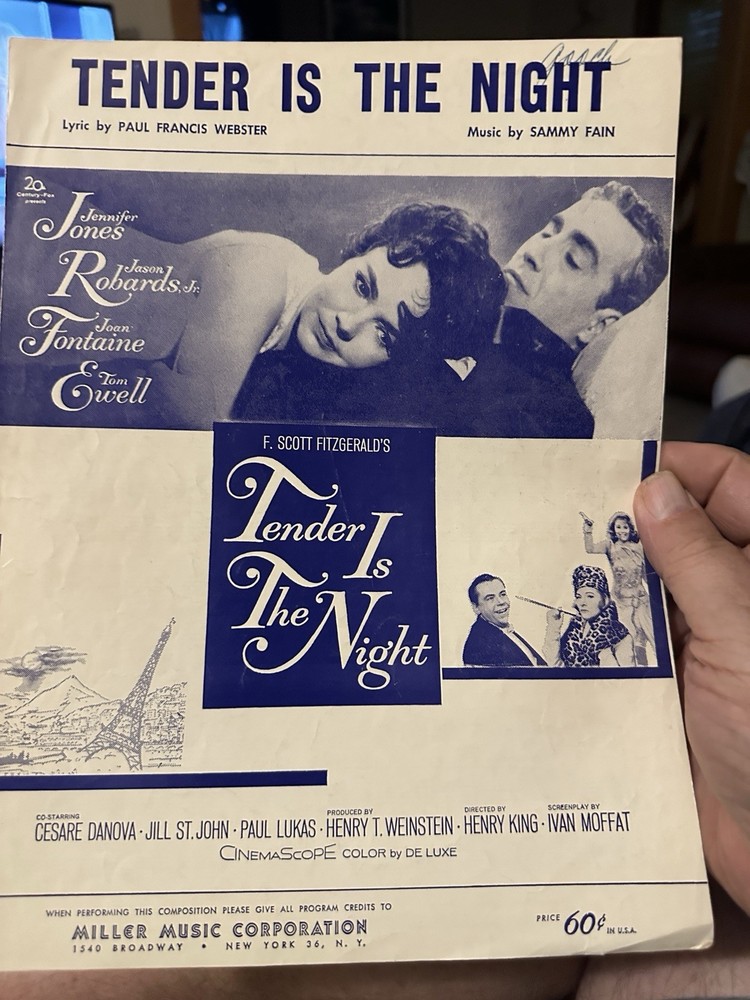B Jennifer Jones Movie Sheet Music ‘Tender Is The Night’ (title song)