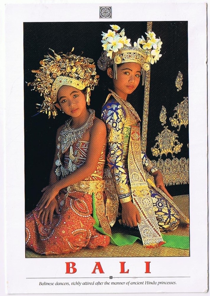 Postcard Bali Indonesia Balinese Dancers Hindu Princesses