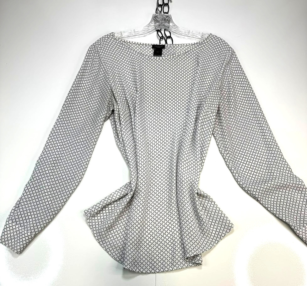 Ann Taylor Factory White and Black Blouse – Size Large | Classic Casual Women's