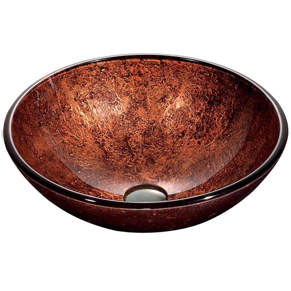 Mahogany 16.5 Inch Glass Vessel Bathroom Sink Vigo VG07028
