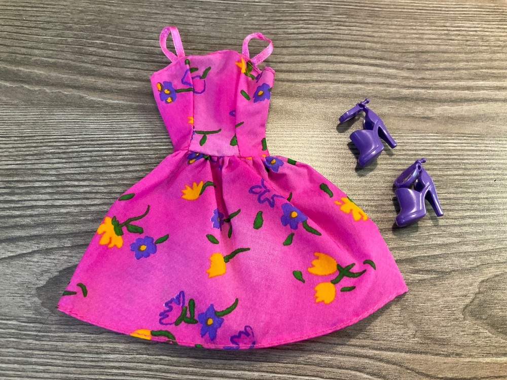 Mattel Barbie Doll Clothes Multicolor Dress Shoes Outfit Set Lot