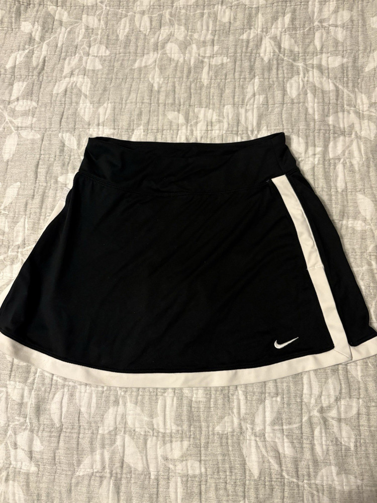 Nike Dri-FIT Women's Tennis Skort XS Black/White Pull On Stretch Elastic Waist