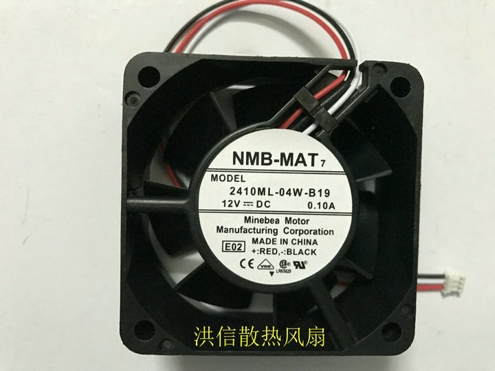 1PC NMB-MAT 6025 2410ML-04W-B19 DC12V 0.10A 6CM 3-wire dual   cooling fan  *lg