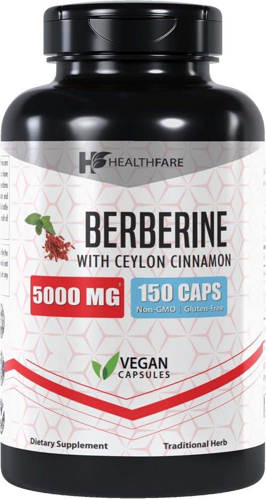 Healthfare Berberine with Ceylon Cinnamon 5000mg 150 Caps Heart Health & Immune