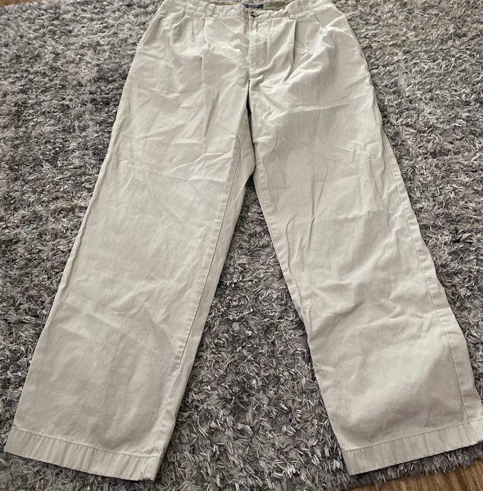 Tommy Hilfiger Men's Casual Pants Cotton Twill Beige Straight Leg Pockets