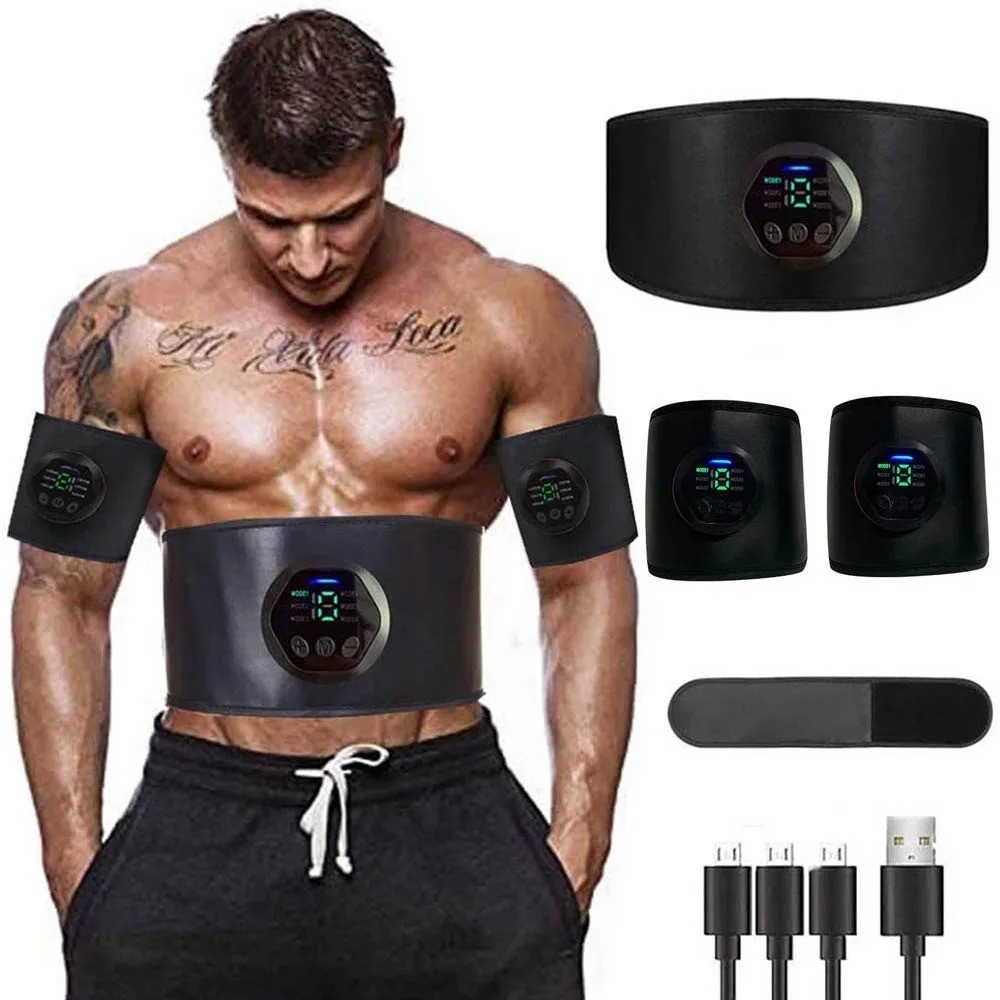 EMS Muscle Stimulation Ab Belt Electric ABS Trainer Toning Fitness Gym-image