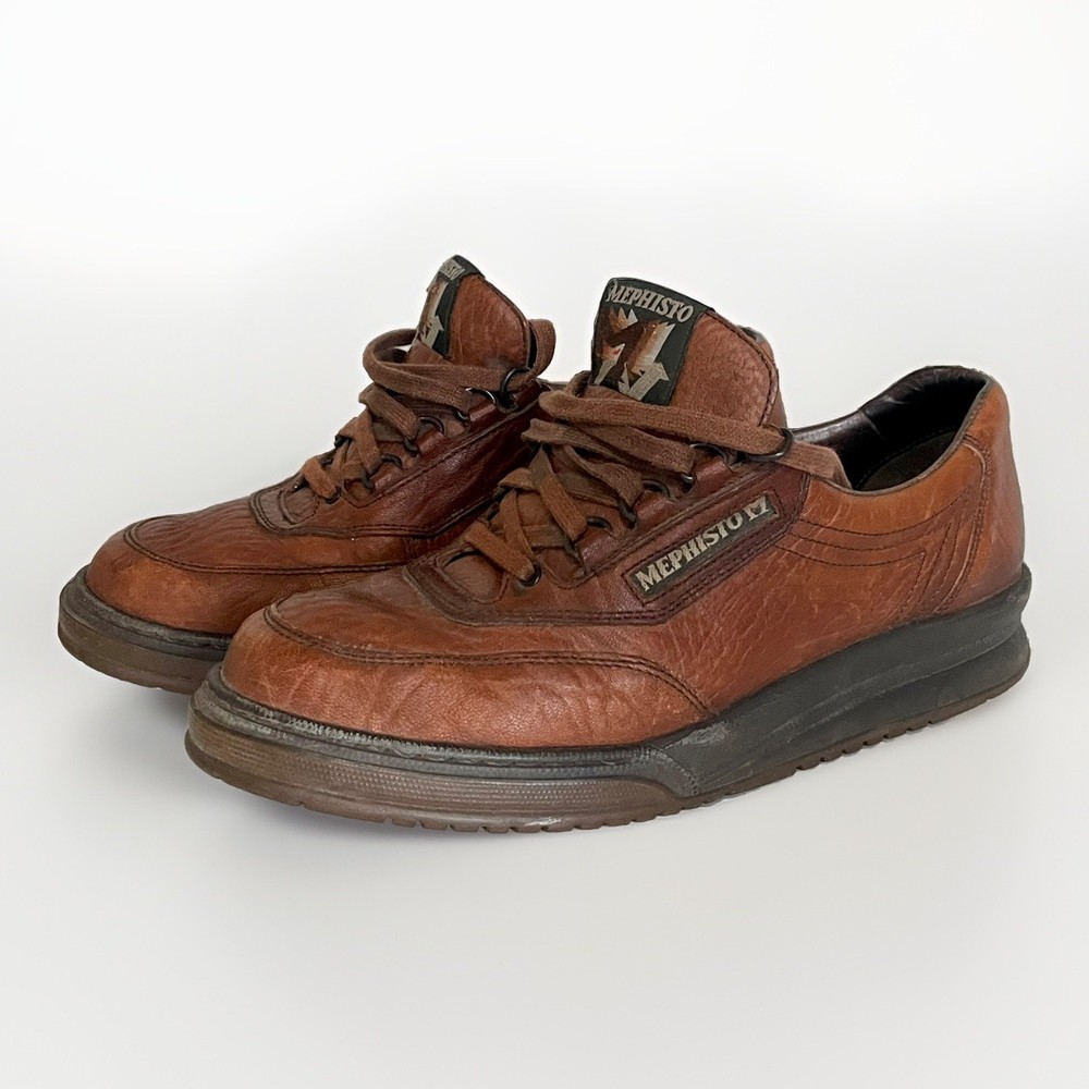 Mephisto Match Men's Leather Casual Lace-Up Brown Shoes Size 9.5 Distressed