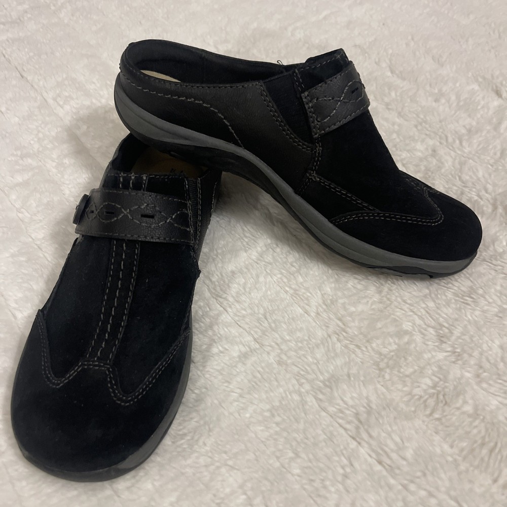 Earth Spirit Women's size 7.5 Gelron Black leather suede clogs.  excellent cond