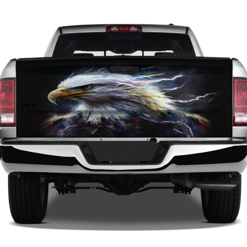 Fiery Fire Bald Eagle Abstract Tailgate Vinyl Decal for Trucks Pickup Wrap USA-image