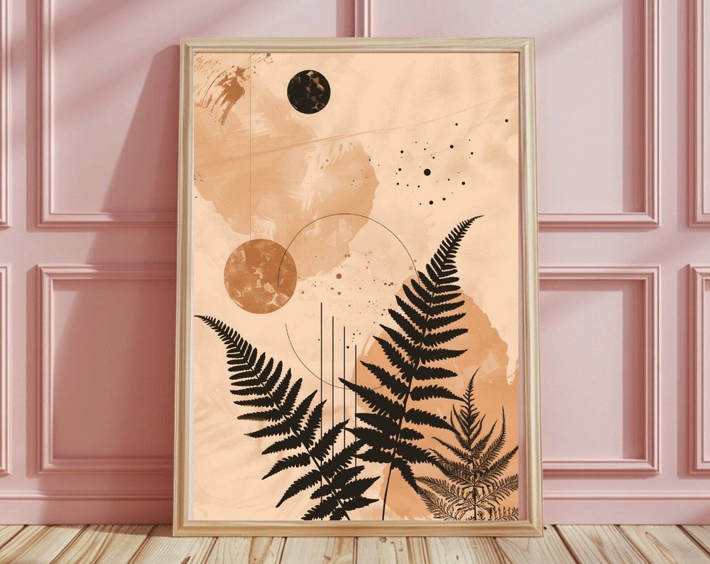Large Pink Minimalist Japandi Wall Art Boho Botanical Print Gift For Plant