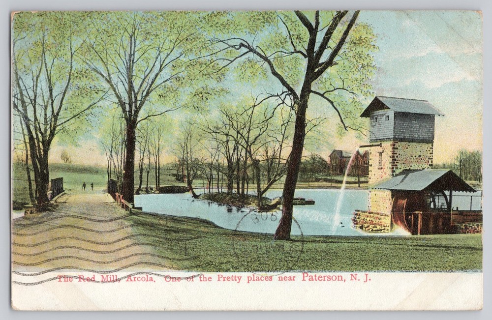 Paterson New Jersey NJ The Red Mill Arcola 1908 Antique Postcard