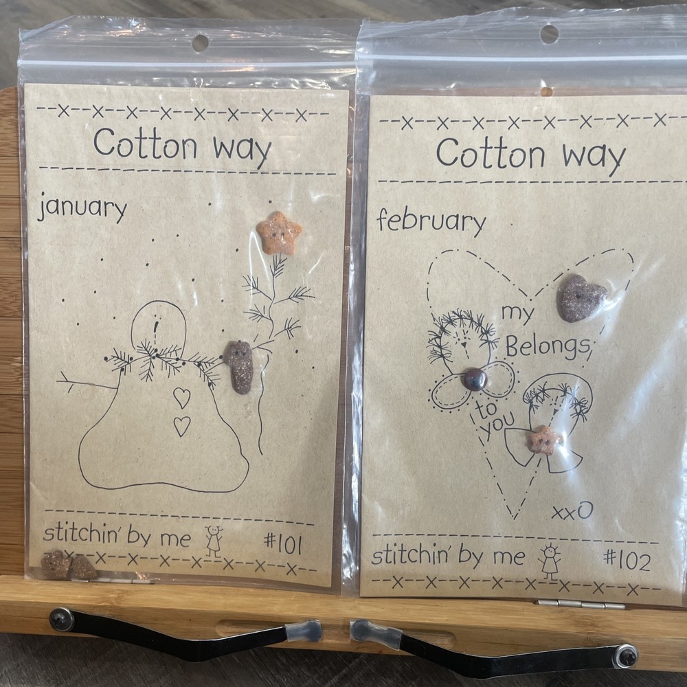Cotton Way stitchin' by me Quilt Pattern Embroidery Pillow Heart Snowman Jan Feb