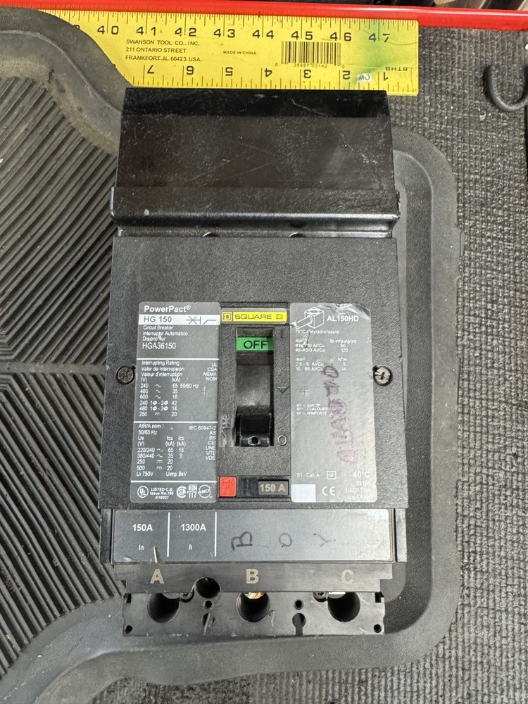 Square D HGA36150 Amp 600Vac 3 Pole Circuit Breaker (Ship Same Day)