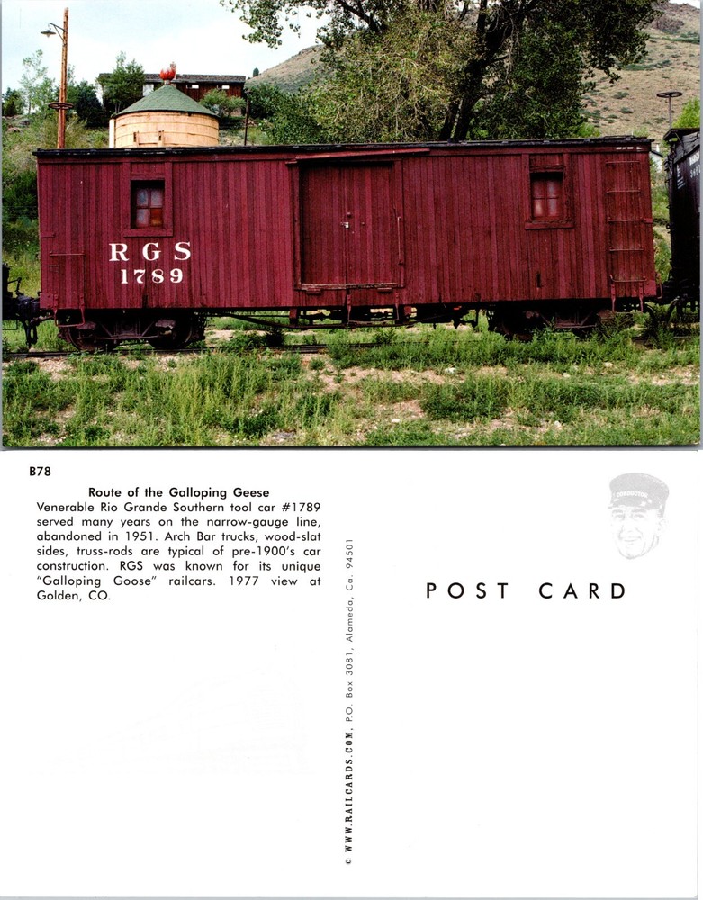 Rio Grande Southern Tool Car Golden Colorado Postcard