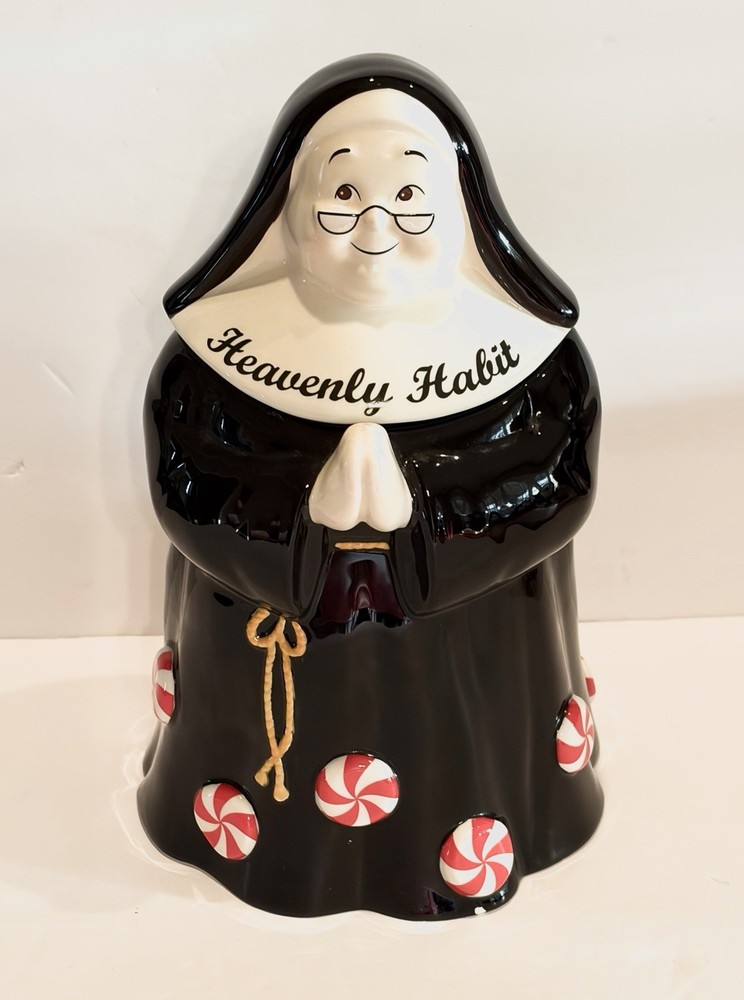 Cookie Jar Heavenly Habit Ceramic Praying Nun Religious Catholic Canister Gift