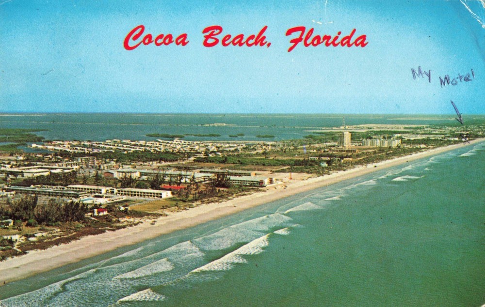 Cocoa Beach Florida, Aerial View, Vintage Postcard