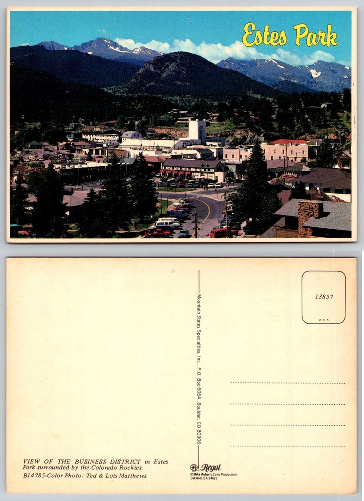 Estes Park Colorado Rockies Business District Vintage Postcard B14785