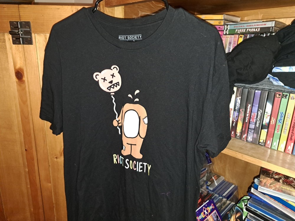 Riot Society Shirt Large Bear Balloon Black