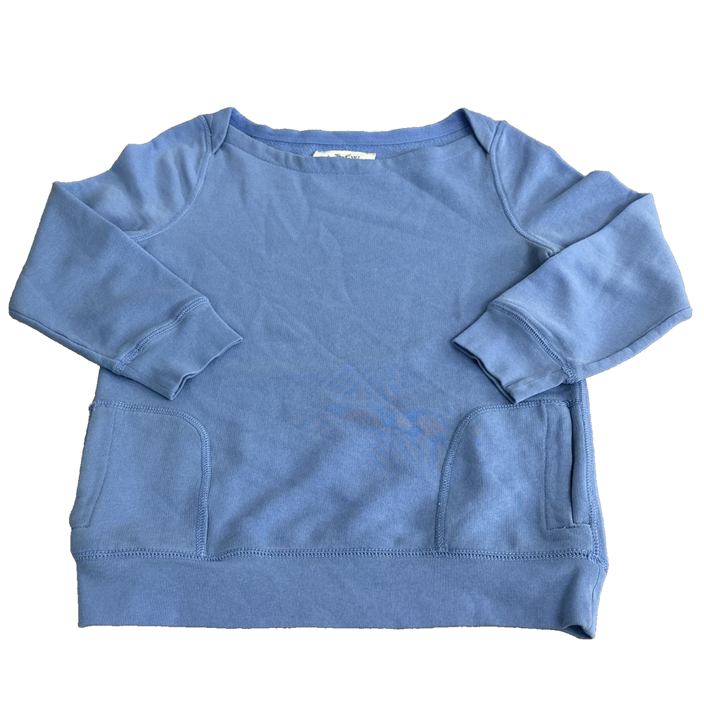 J. Crew Blue Crew Neck Fleece Pullover Sweatshirt with Pockets Size Medium