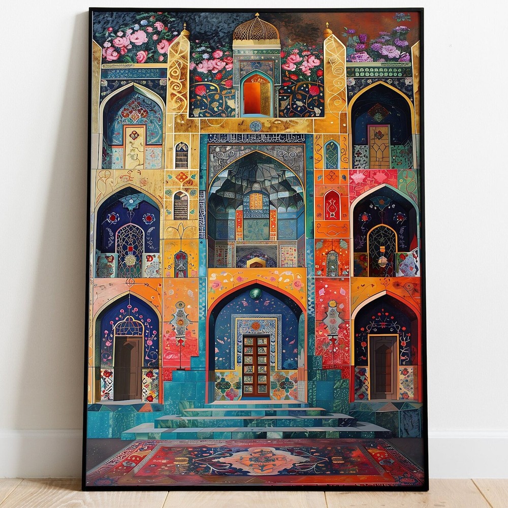 Persian Turkish Monument Painting Mughal Wall Art For Living Room Decor Instant