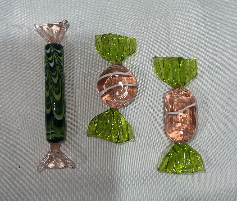 Set of 3 Murano art glass candy