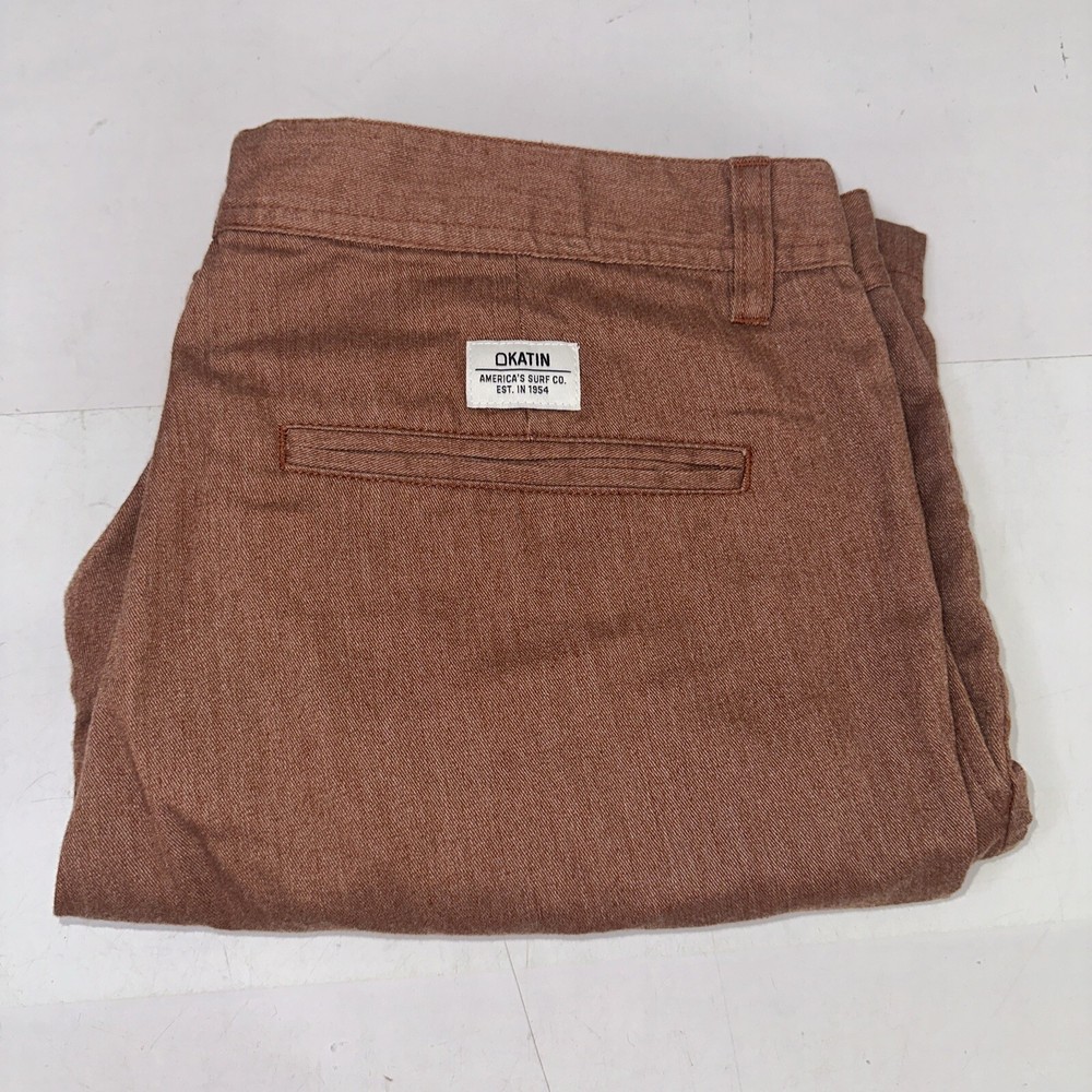 Katin Adult Men’s Size 34 Orange Casual Slash Pocket Flat Front Chino Short