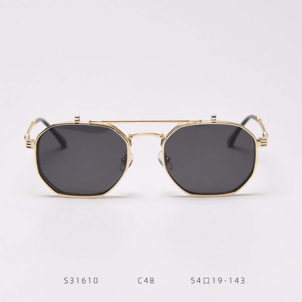 Metal Frame Retro Flip Polarized Sunglasses for Men and Women, UV400 Protection,