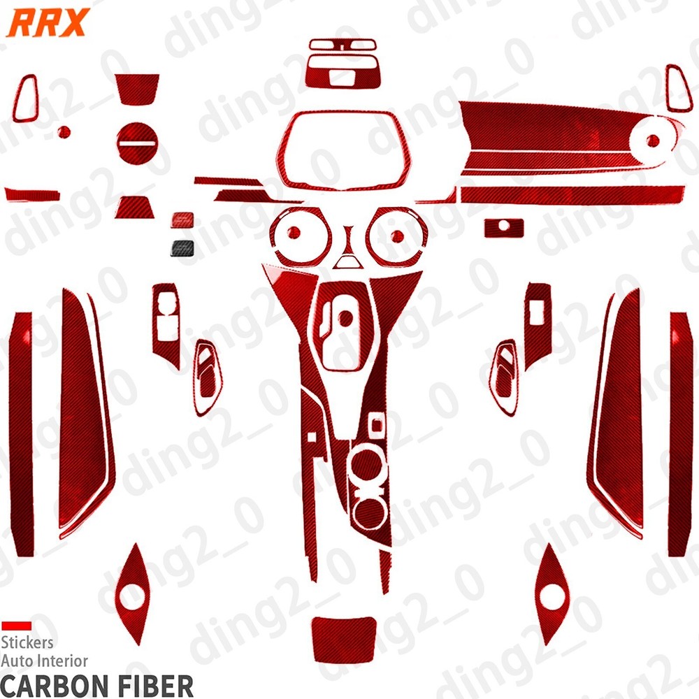 60Pcs Red Carbon Fiber Kits Full Interior Trim Cover For Chevrolet Camaro 16-24