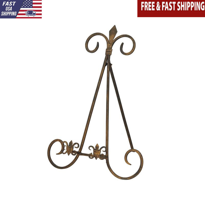 Vintage Gold Metal Scroll Easel Tabletop Display Stand for Indoor Decor