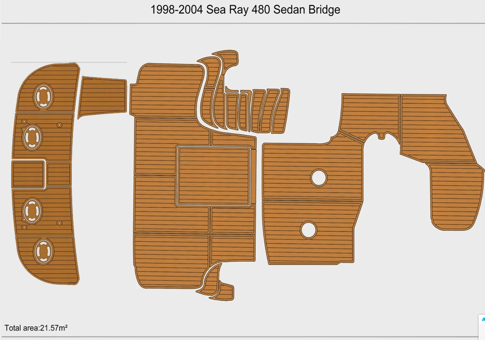 1998 Sea Ray 480 Sedan Bridge Swim Platform Cockpit EVA Pad Foam Teak Flooring