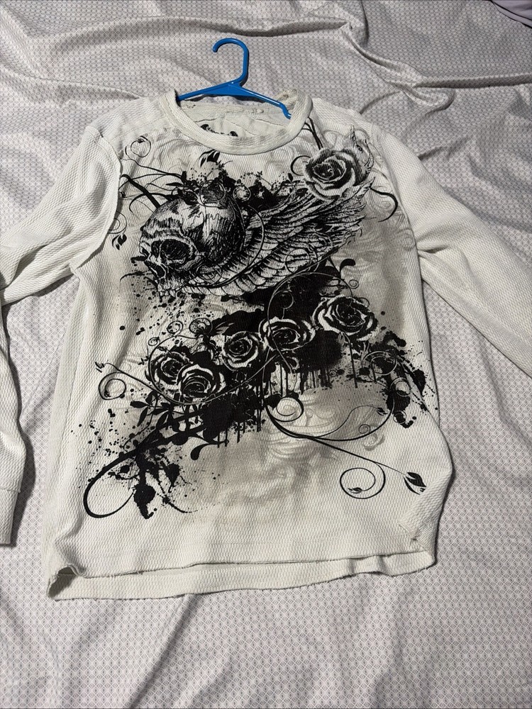 carbon black white long sleeve shirt affliction xtreme couture type