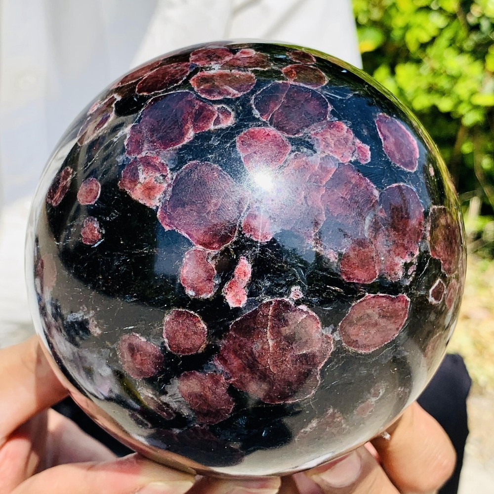 5.5LB Natural Garnet Fireworks Quartz Crystal Sphere Healing Ball for Energy