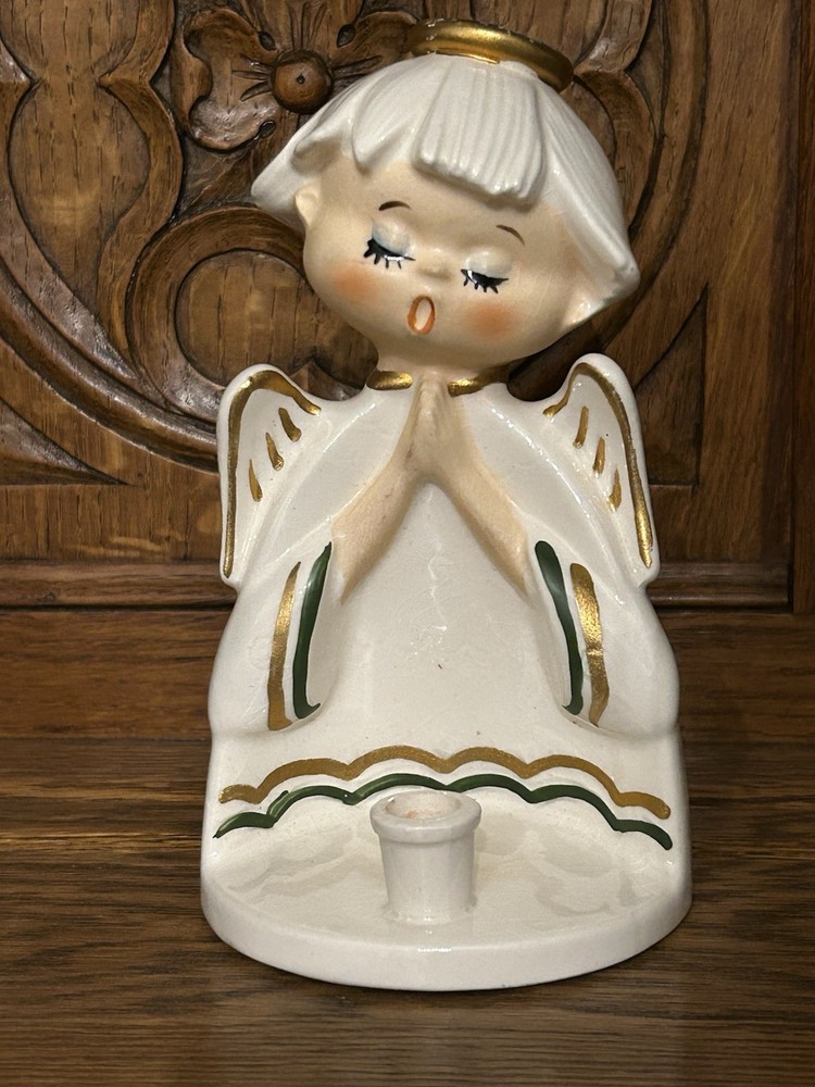 vintage Christmas Praying Angel Candleholder Inarco Japan