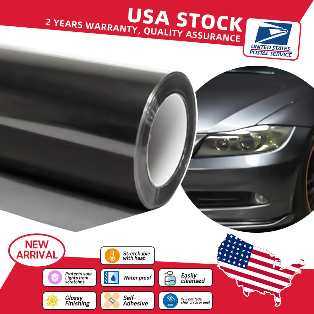 Dark Smoke Vinyl Wrap for Headlights Taillights Fog Lights