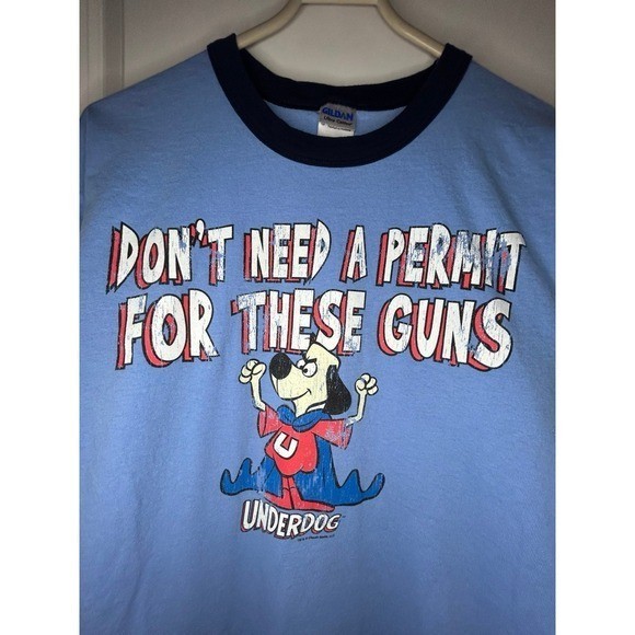 Vintage 90's Y2k Underdog Cartoon Promo Graphic Ringer T-Shirt Sz Mens Large