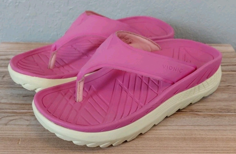 Vionic Womens Size 8 Restore Sandal Pink Arch Support Flip Flops Summer Comfort