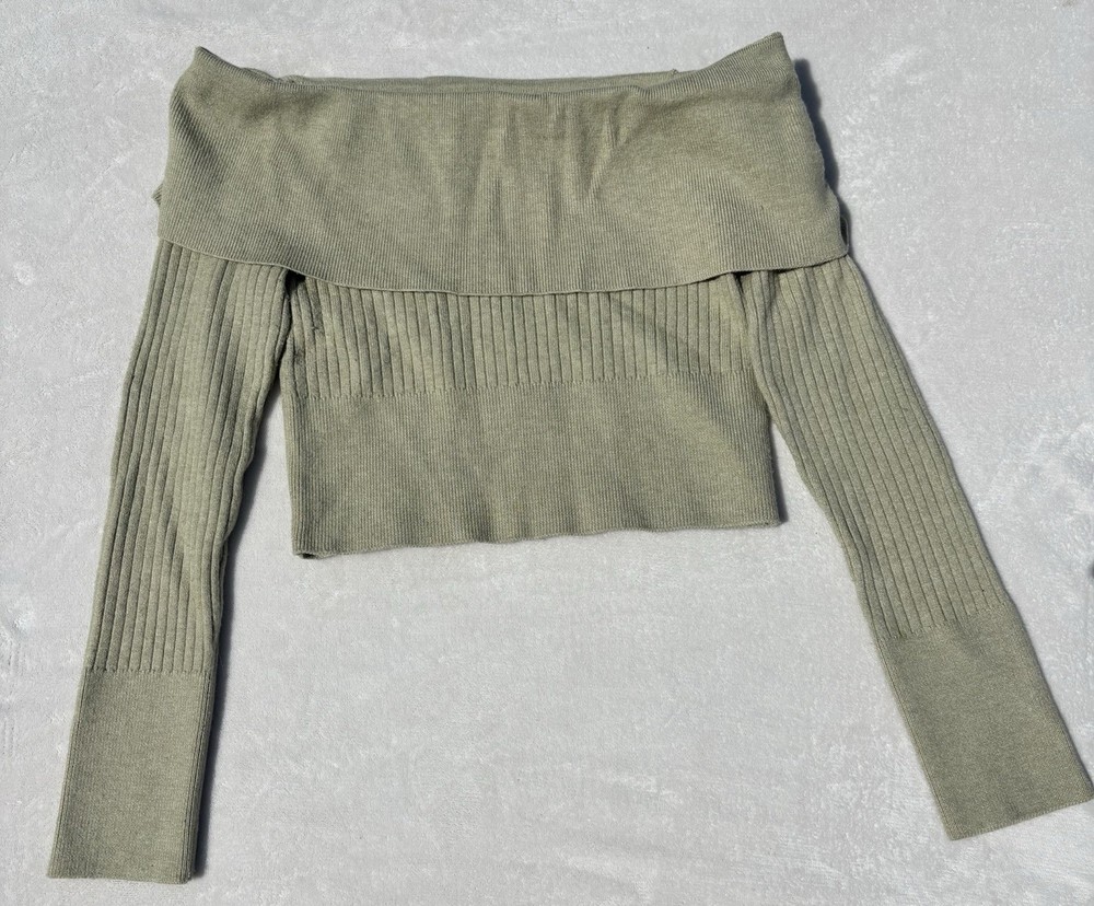 Green Wild Fable Off Shoulder Long Sleeve Top Womens Size Medium