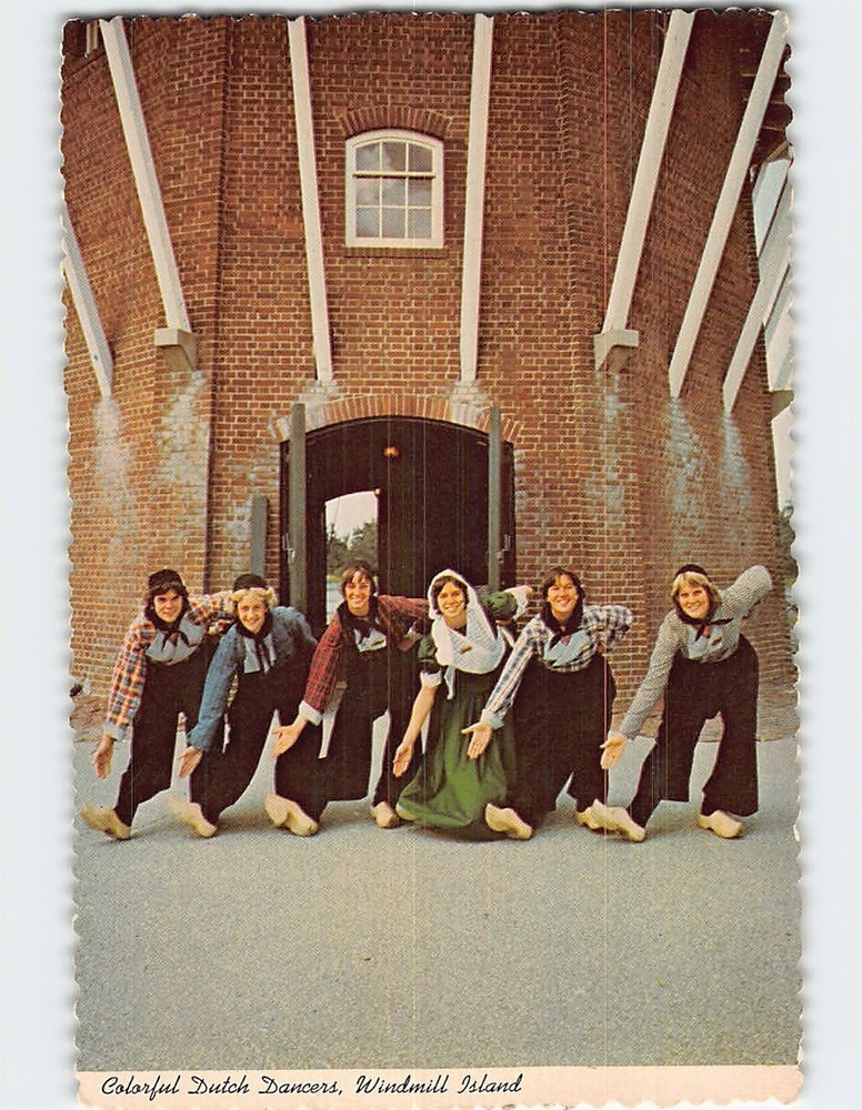 Postcard Colorful Dutch Dancers Windmill Island Holland Michigan USA