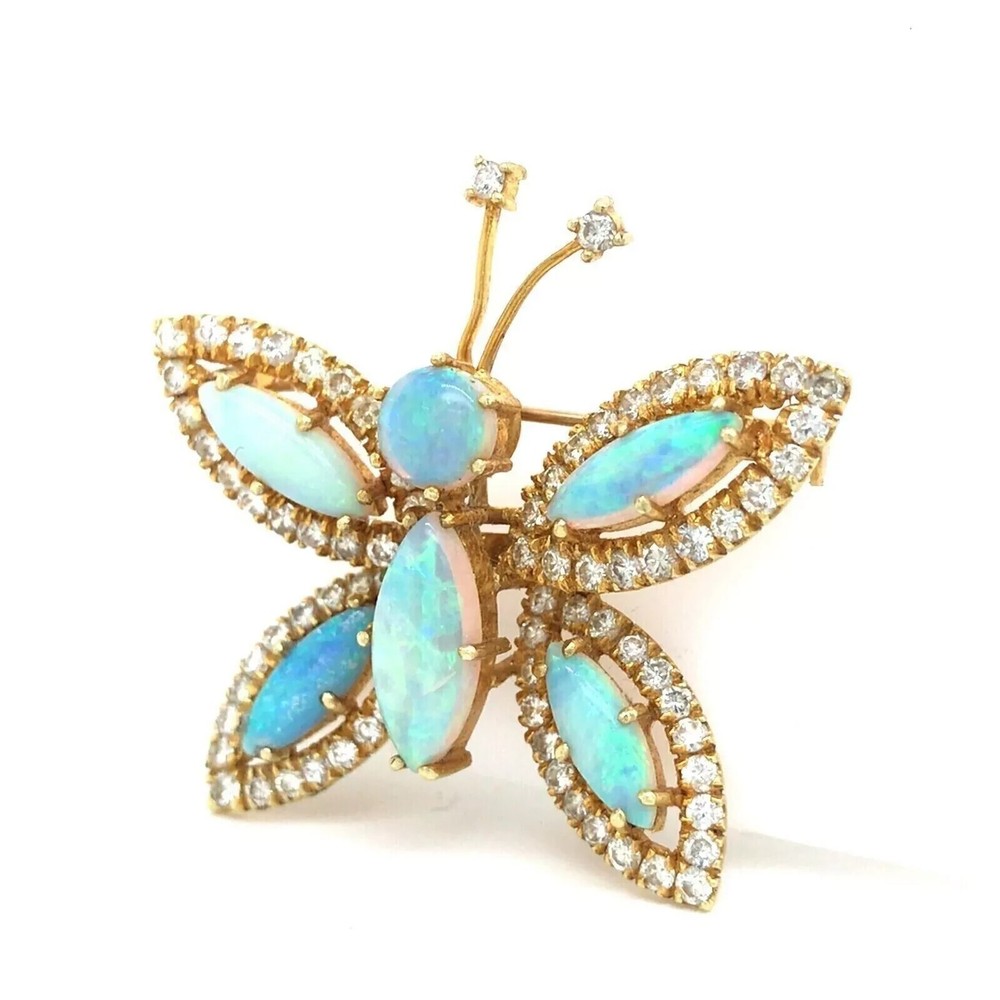 14K Yellow Gold Plated 3Ct Marquise Lab Created Fire Opal Butterfly Brooch Pin
