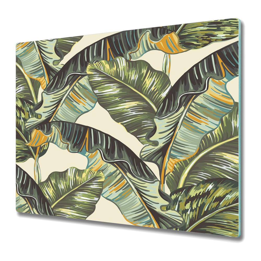 Glass Kitchen Chopping Board Palm Leaves | Exotic Art | Vector 60x52