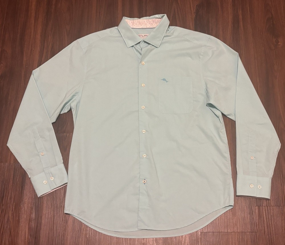 Tommy Bahama The Newport Coast Floral Lined Long Sleeve Shirt Mens M Blue Pima