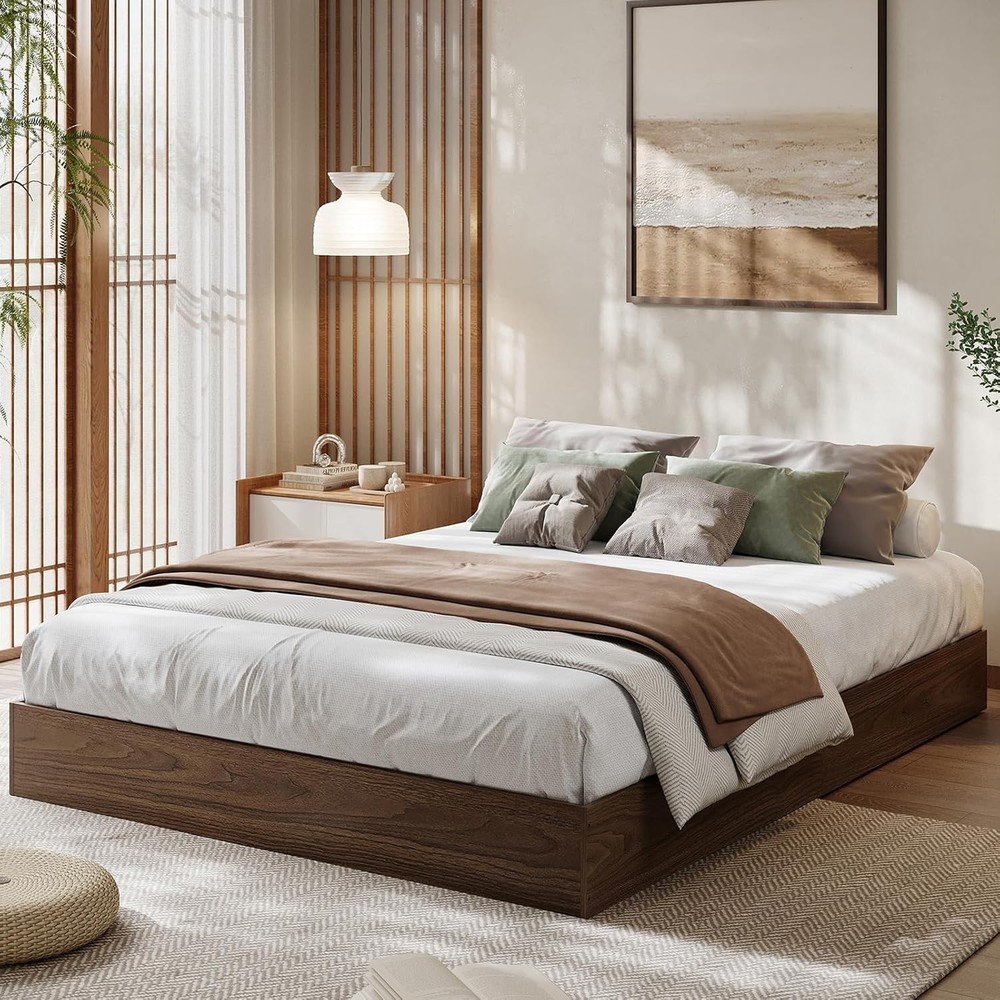 Full Queen King Wood Bed Frame Wooden Platform without Headboard No Box Spring