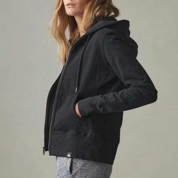 American Giant Womens Black Cotton Full Zip Hoodie Sweatshirt Size L