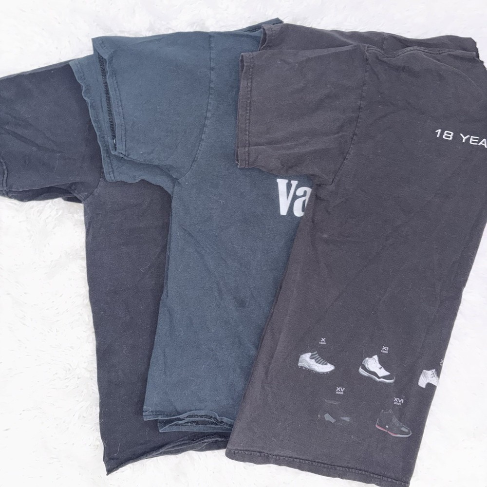 Men's 3 Black Graphic Print Short Sleeve T-Shirts, Size L Regular Fit