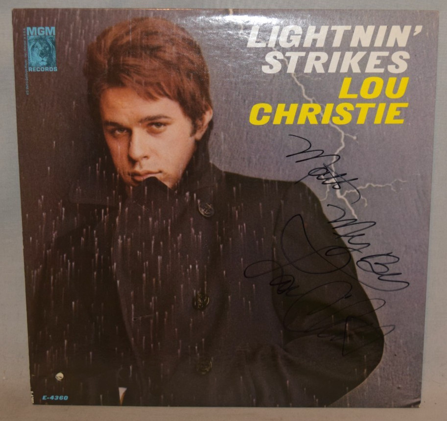 1965 LOU CHRISTIE- Signed/Autograph/Auto Vinyl LP Record Album - Lightnin Strike
