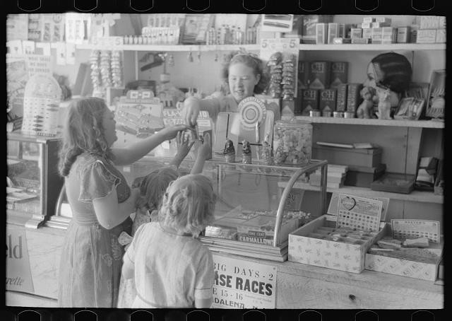 Photo:1930s Candy Store Children Buying Treats Counter Display