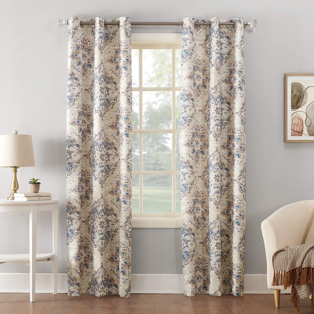 Regina Floral Watercolor Grommet Blackout Curtain Panel 40x95 Inches Energy Efficient