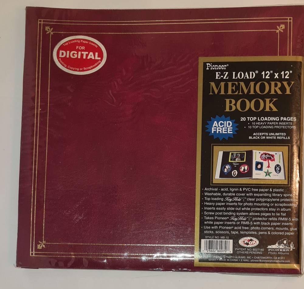Pioneer Acid-Free 12x12 E-Z Load Photo Album Burgundy Memory Book-image