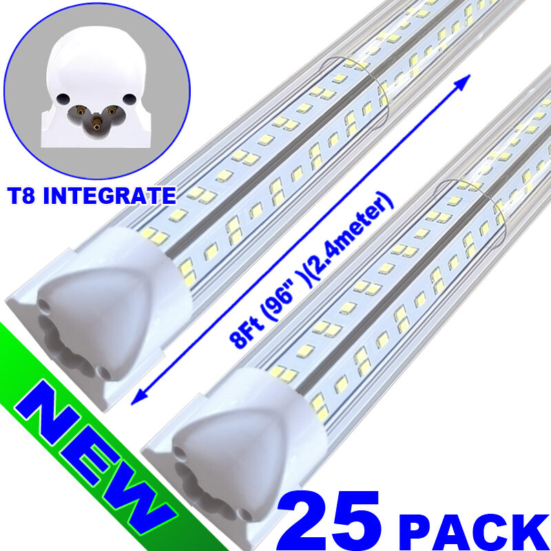25 PC LED Linkable Shop Light 8Ft 144W Daylight Fixture V-Shape 6500K Cold White
